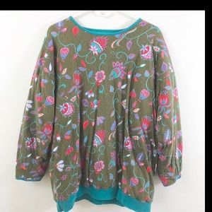 Oversized vintage vegan 100% puffer boho top California floral OSFM